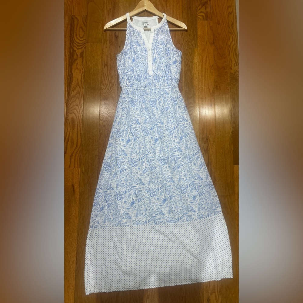 Old Navy sleeveless blue and white halter Maxi dress
